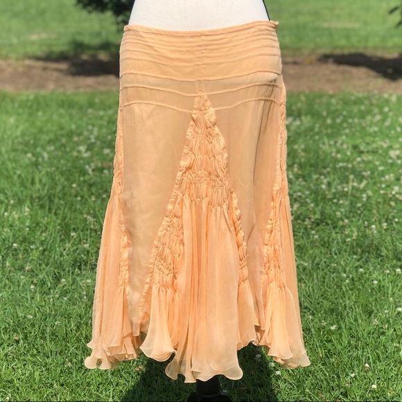 Max Studio Dresses & Skirts - Max Studio Peach Silk Ruffle Skirt - Size 10